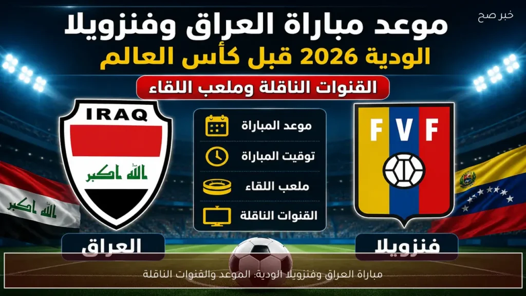 مباراة العراق وفنزويلا الودية: الموعد والقنوات الناقلة