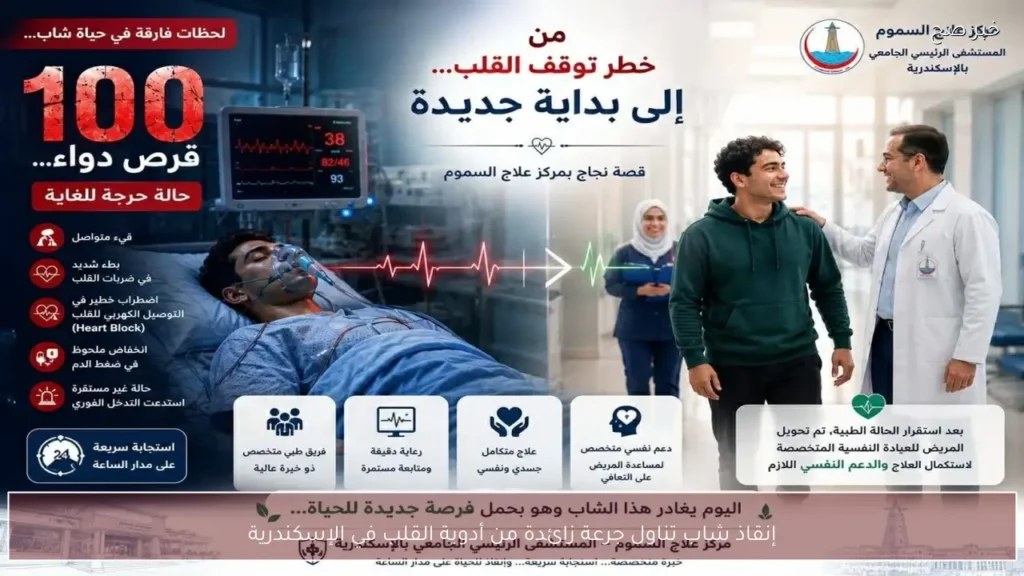 إنقاذ شاب تناول جرعة زائدة من أدوية القلب في الإسكندرية