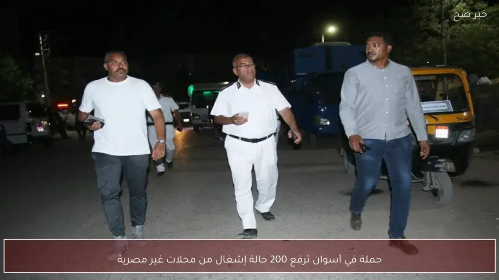 حملة في أسوان ترفع 200 حالة إشغال من محلات غير مصرية