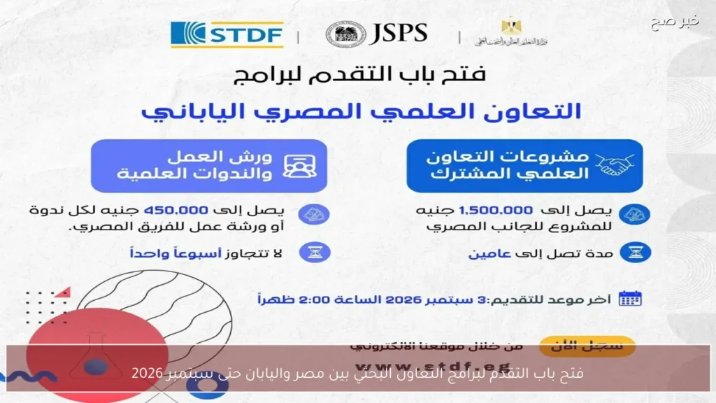 فتح باب التقدم لبرامج التعاون البحثي بين مصر واليابان حتى سبتمبر 2026