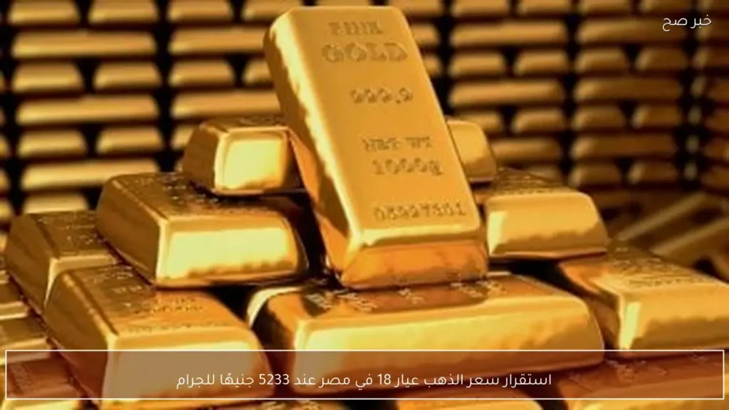 استقرار سعر الذهب عيار 18 في مصر عند 5233 جنيهًا للجرام